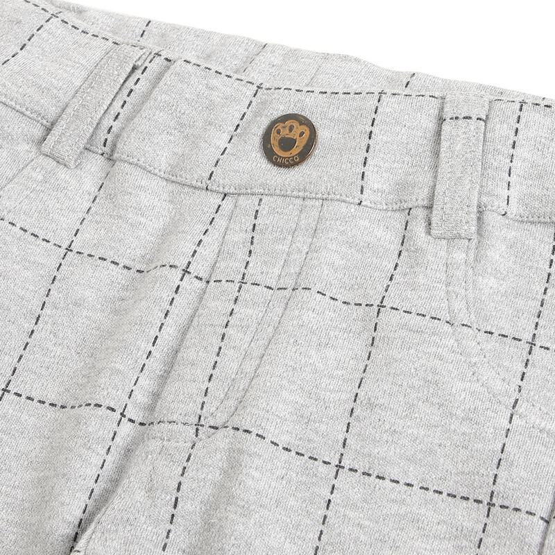 Boys Medium Grey Checkered Long Trousers image number 2